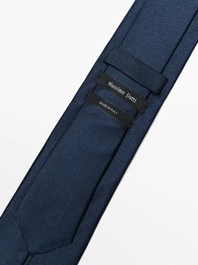 Massimo Dutti Corbata Estructura 100% Seda In Blue
