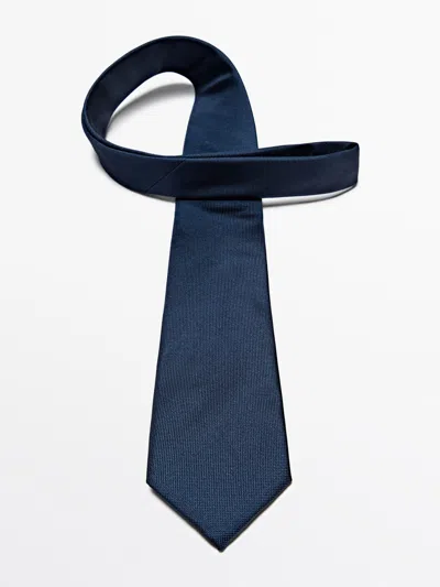 Massimo Dutti Corbata Estructura 100% Seda In Blue