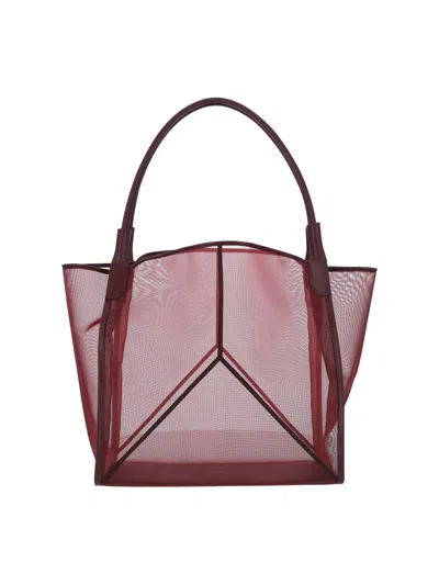 Victoria Beckham Translucent Mesh Panel Tote Bag In Red