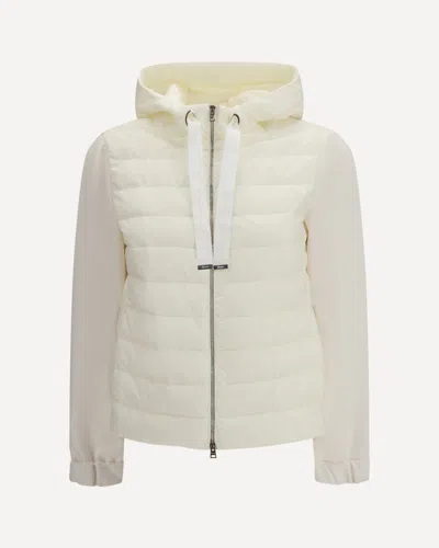 Herno Beige Polyester Biker Jacket In White