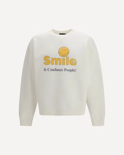 Dsquared2 Men White Crew Neck Sweater With Print On The Front In Cotton Man In White