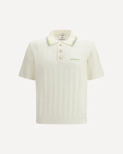 Casablanca Men Ivory Boucle Polo Shirt In White