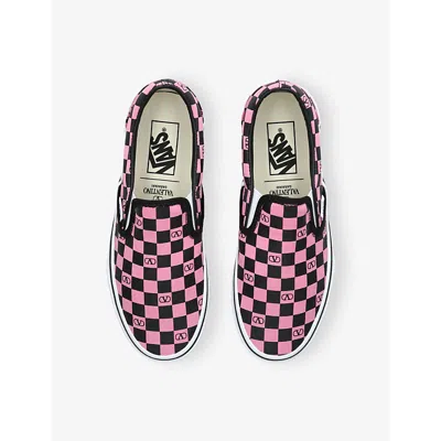Valentino Garavani  Garavani And Vans Fabric Slip-on Trainer With Vlogo Checkerboard Print In Pink