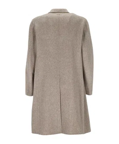 Lardini Herringbone Three-button Coat In Gray