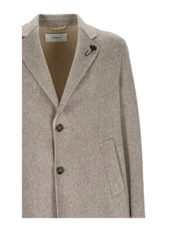 Lardini Herringbone Three-button Coat In Gray