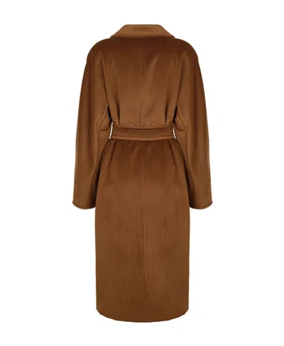 Max Mara Madame Double Breasted Wool Cashmere Coat Coats Beige In Brown