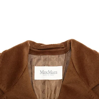 Max Mara Madame Double Breasted Wool Cashmere Coat Coats Beige In Brown