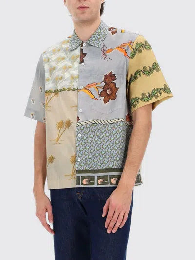 Paul Smith Textile Patchwork Muted Tones Casual Shirt In Multi