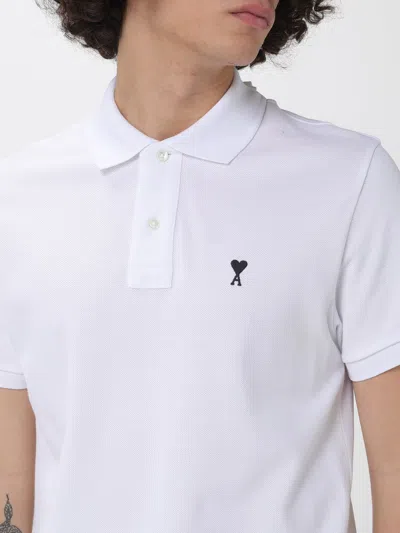 Ami Alexandre Mattiussi Ami Paris Men White Polo Shirt With Adc Embroidery On The Front And Classic Collar In Cotton Man In Multi
