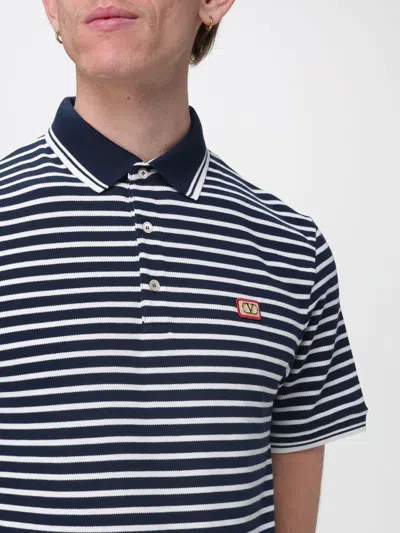 Valentino Garavani Signature Vlogo Patch Front Placket T-shirt In Size M In Blue