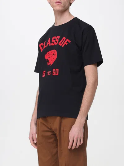 Valentino Garavani Cotton T-shirt With Panther Print In Black