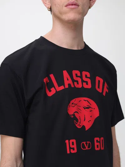 Valentino Garavani Cotton T-shirt With Panther Print In Black
