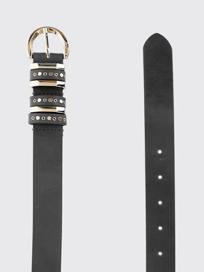 Pinko Black Studded Keeper Solid Belt In Black
