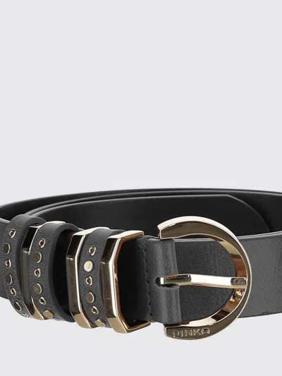 Pinko Black Studded Keeper Solid Belt In Black