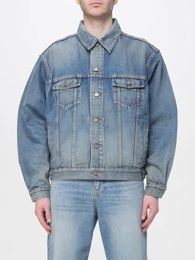 Saint Laurent Denim Jacket Collared Design Front Pockets In Blue