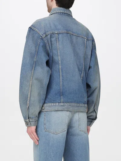 Saint Laurent Denim Jacket Collared Design Front Pockets In Blue