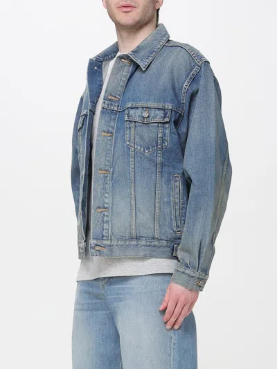 Saint Laurent Denim Jacket Collared Design Front Pockets In Blue