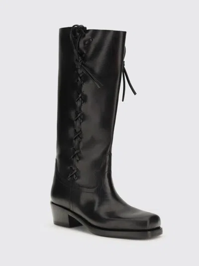 Paris Texas Black Calf Leather Bos Taurus Lace-up Boots In Multi