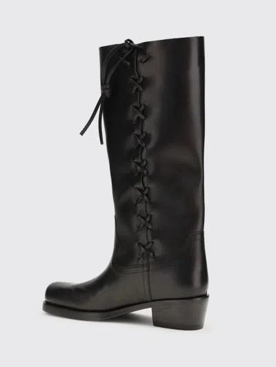 Paris Texas Black Calf Leather Bos Taurus Lace-up Boots In Multi