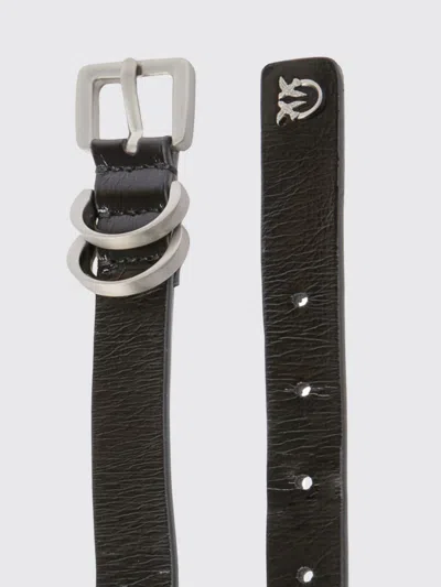 Pinko Black Logo Solid Belt In Black