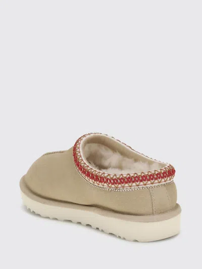 Ugg Tasman Ii Beige Mules With Round Toe And Embroidered Detail In Leather Woman In Brown