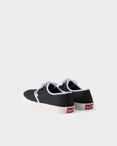 Prada Lace Up Sneakers Contrast Trim Rubber Sole In Black