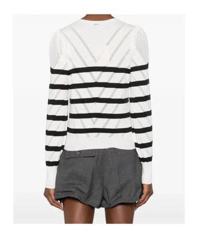 Twinset Striped Sweater In White