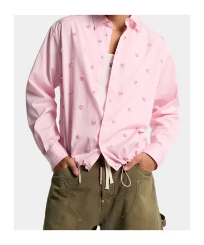 Dsquared2 Embroidered Drawstring Shirt In Pink