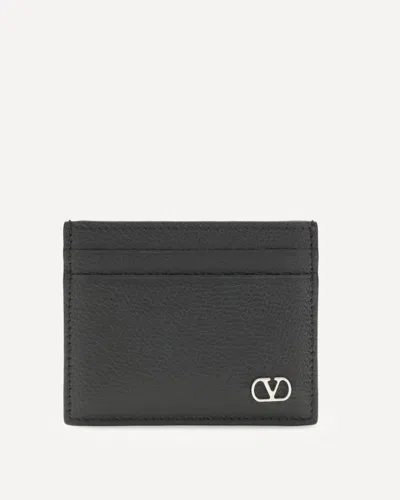 Valentino Garavani Vlogo Signature Garnet Calfskin Card Holder Accessories In Black