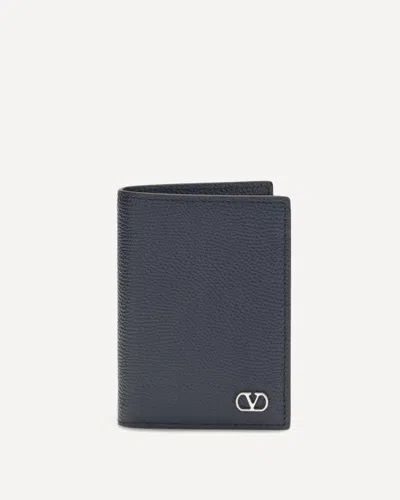 Valentino Vlogo Signature Card Holder In Blue