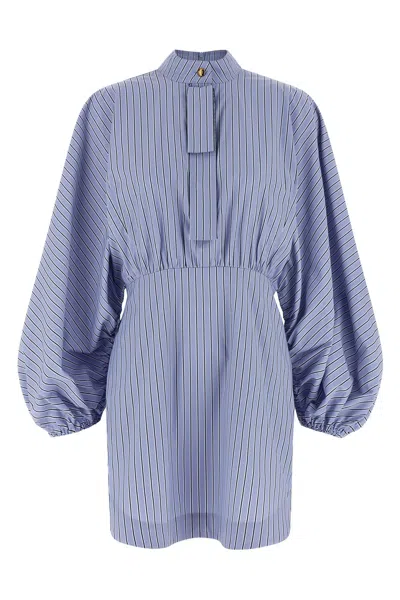Zimmermann Drawstring Stripe Mini Dresses Light Blue In Blue