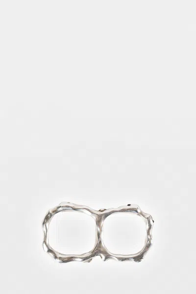 Ann Demeulemeester Lenja Futuristic Fine Thorn Double Ring In Silver