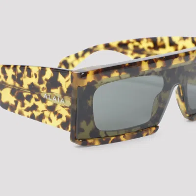 Alaïa Rectangular Sunglasses Tortoiseshell Frame Wide Arms In Black