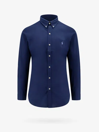 Polo Ralph Lauren Camicia Bd In Popeline Stretch Slim-fit Shirt In Blue