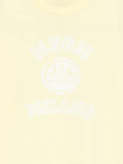 Msgm Logo-print T-shirt In Yellow