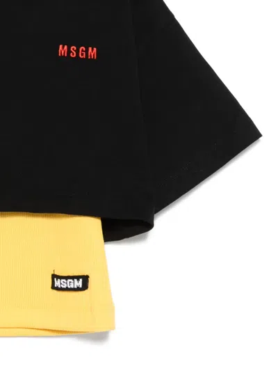 Msgm Logo-patch T-shirt In Black