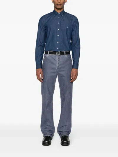 Etro Button-down Collar Cotton Shirt In Blue
