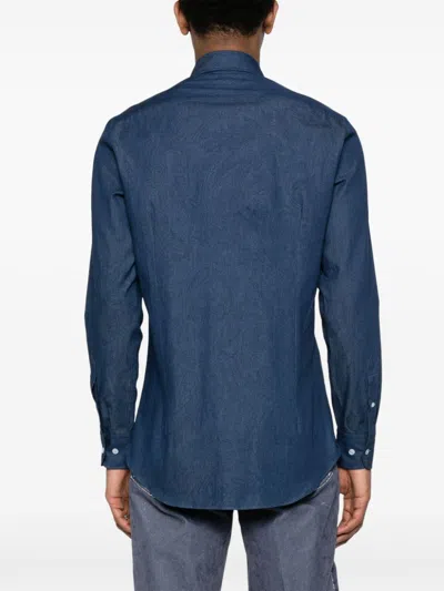 Etro Button-down Collar Cotton Shirt In Blue