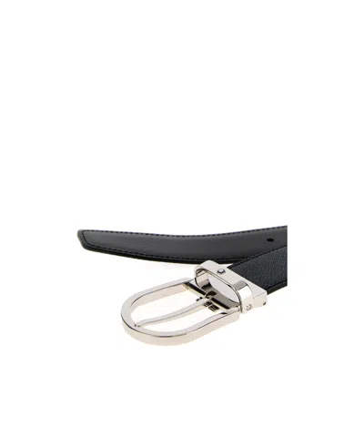 Montblanc Leather Reversible Belt Adjustable Length Textured In Black