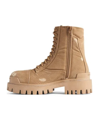 Balenciaga Combat Strike Ankle Boots In Nude