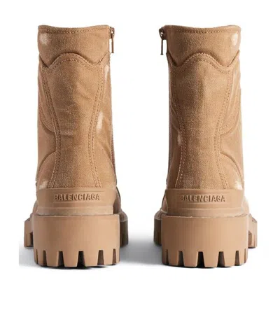Balenciaga Combat Strike Ankle Boots In Nude