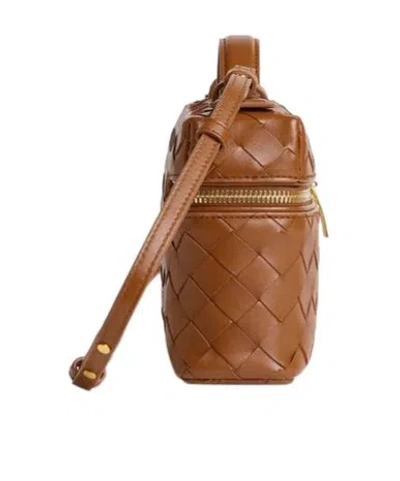 Bottega Veneta Women Bang Bang Leather Vanity-case With Intrecciato Motif In Brown