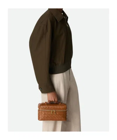 Bottega Veneta Women Bang Bang Leather Vanity-case With Intrecciato Motif In Brown