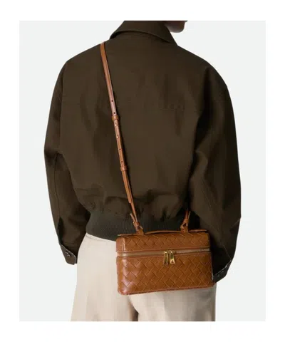 Bottega Veneta Women Bang Bang Leather Vanity-case With Intrecciato Motif In Brown