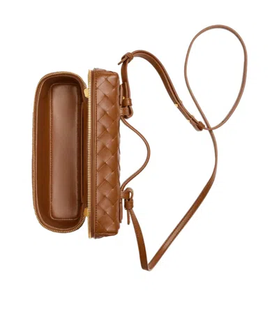 Bottega Veneta Women Bang Bang Leather Vanity-case With Intrecciato Motif In Brown