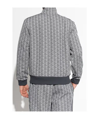 Lacoste Patterned Zip-up Sweatshirt In Gray