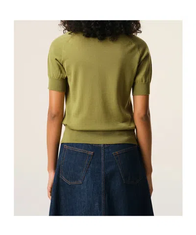 Ami Alexandre Mattiussi Green Wool Short Sleeves Ami De Coeur Polo Green