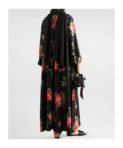 Dolce & Gabbana Women Wide-leg Pants With A Rose Bouquet Print In Multi