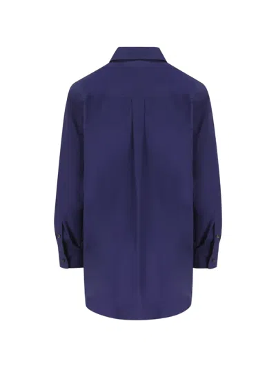 Fendi Poplin Shirt With Cut-out Details In Blue