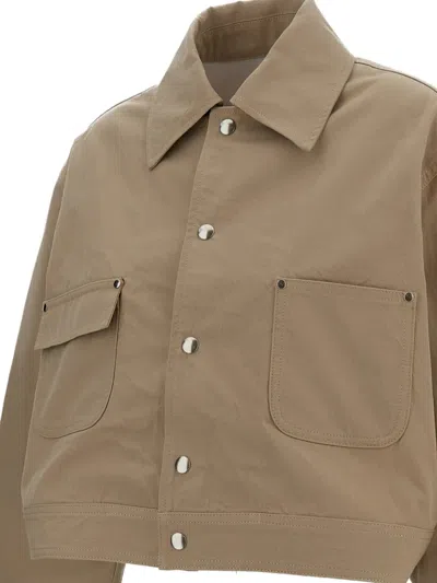 Plan C Blend Cotton Jacket In Brown
